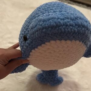 Blue and White Plush Whale Toy